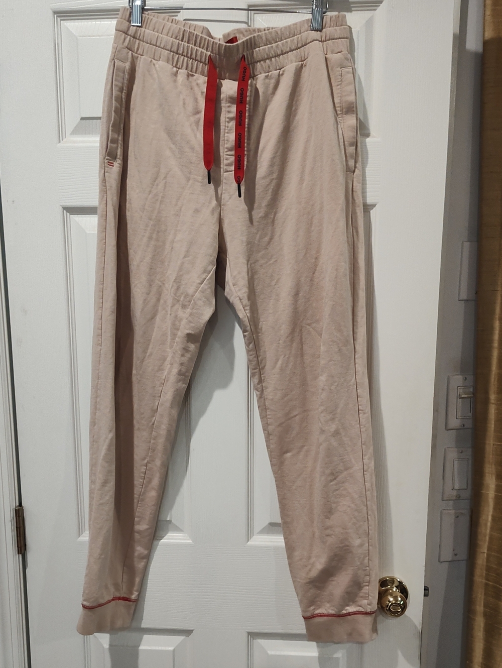 Men's Hugo Boss Track Pants Joggers Beige 100% Cotton Made German